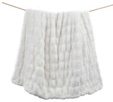 Ruched Rabbit Double-Sided Faux Fur Throw Blanket, White, 50"x80"