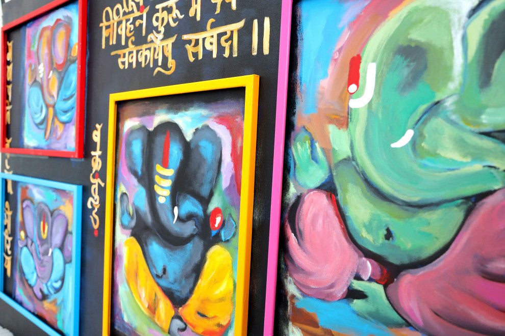 Abstract GANESHA Texture Painting, spiritual abstract expressionism figurative