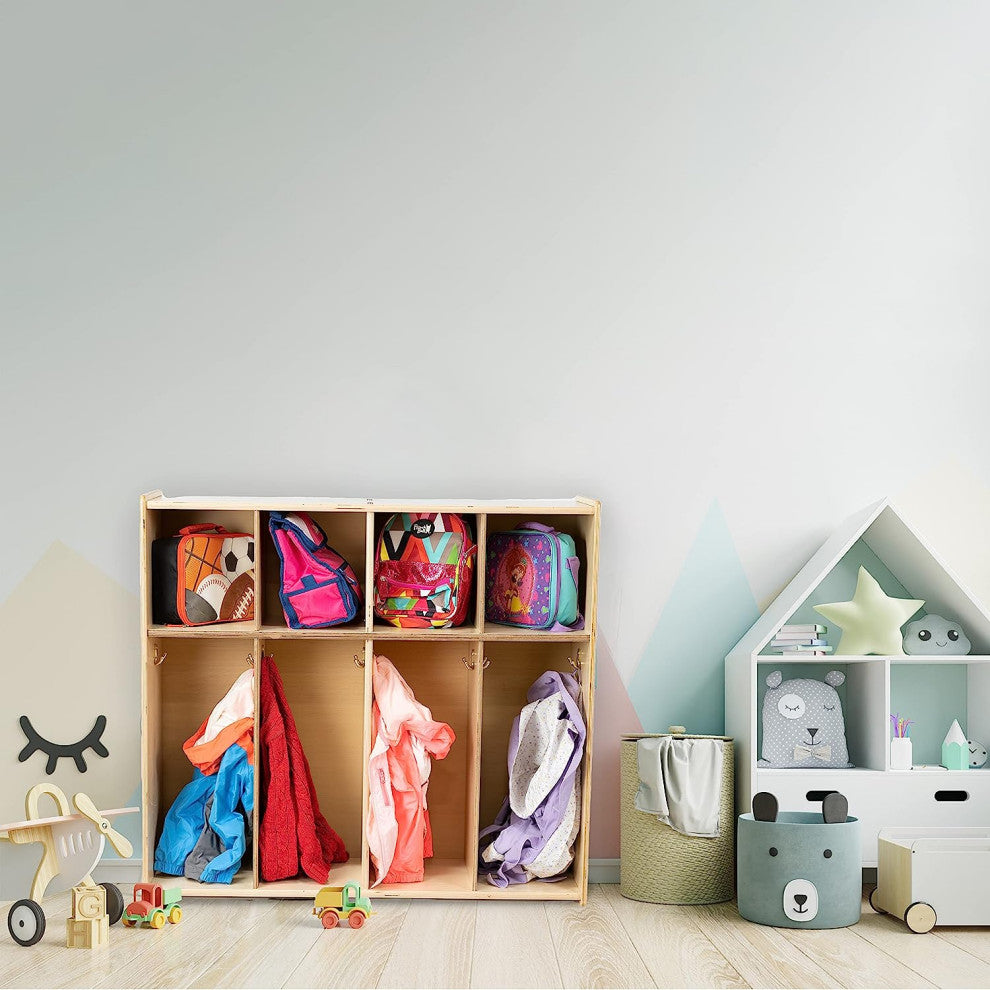 4 Section Cubby Toddler Stotage Organizer Hooks
