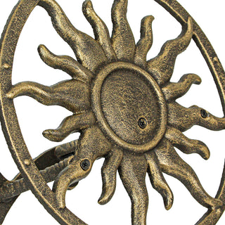 Cast Iron Celestial Sun Wall Mounted Hanging Garden Hose Holder Bronze