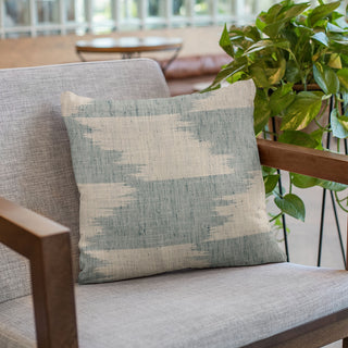 Plutus Blue Faded Abstract Luxury Throw Pillow, 24"x24"