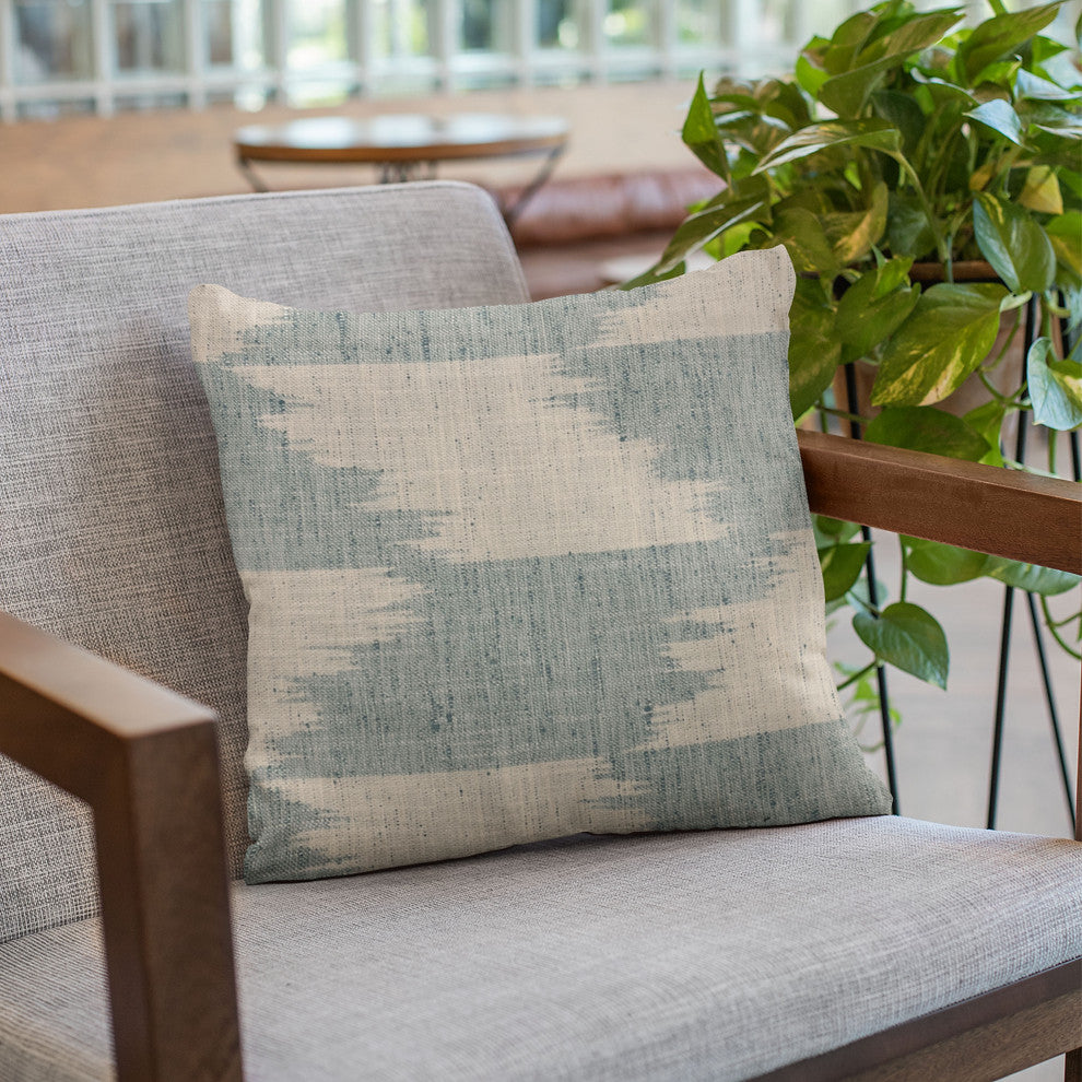 Plutus Blue Faded Abstract Luxury Throw Pillow, 24"x24"