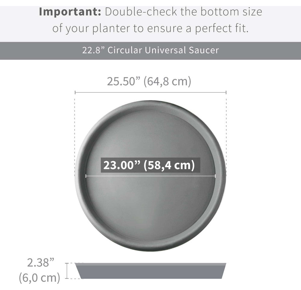 Universal Large Round Plant Saucer, Inner Diameter 22.8" x Outer 26", Mocha