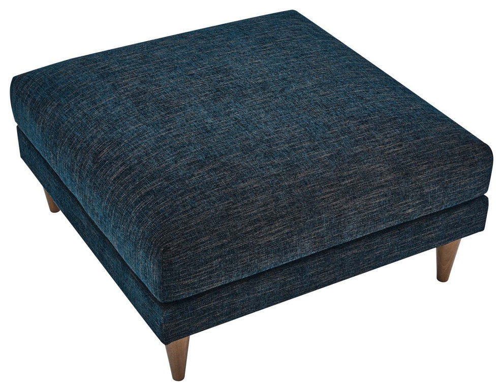 Zoya Down Filled Overstuffed Ottoman - Navy Fabric