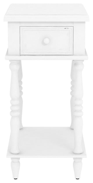 Adams Accent End Table With Drawer, 27" Tall, Off White