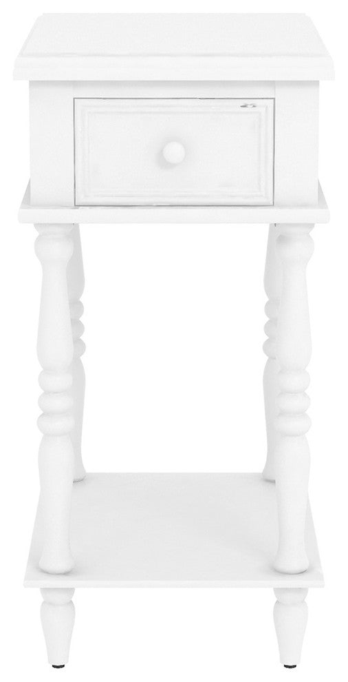Adams Accent End Table With Drawer, 27" Tall, Off White