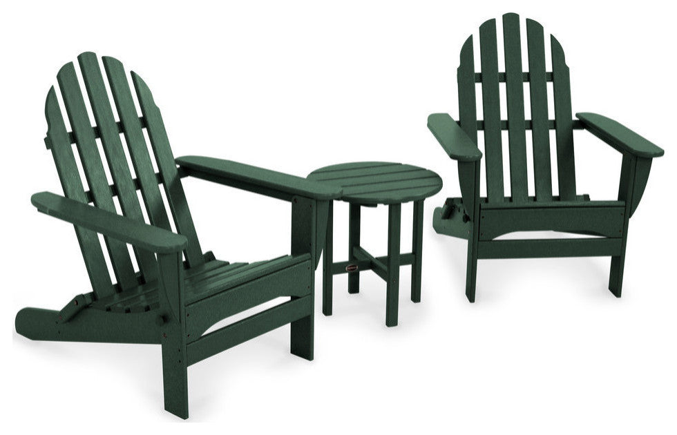 Polywood Classic Folding Adirondack 3-Piece Set, Green