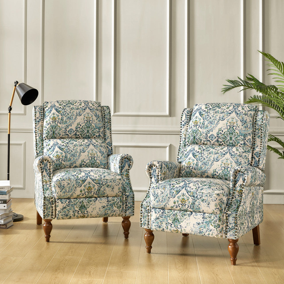 30.5" Manual Recliner Set of 2, Blue