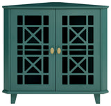 Gwen Fretwork Corner Accent Cabinet - Dark Teal