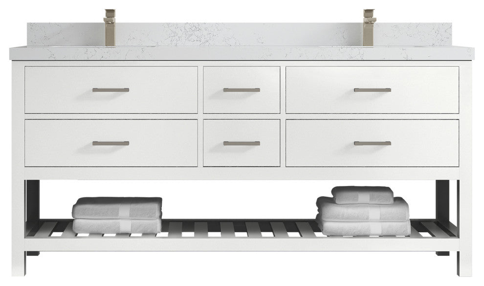 Parker 72 Double Sink Bath Vanity in White 2" Empira Quartz