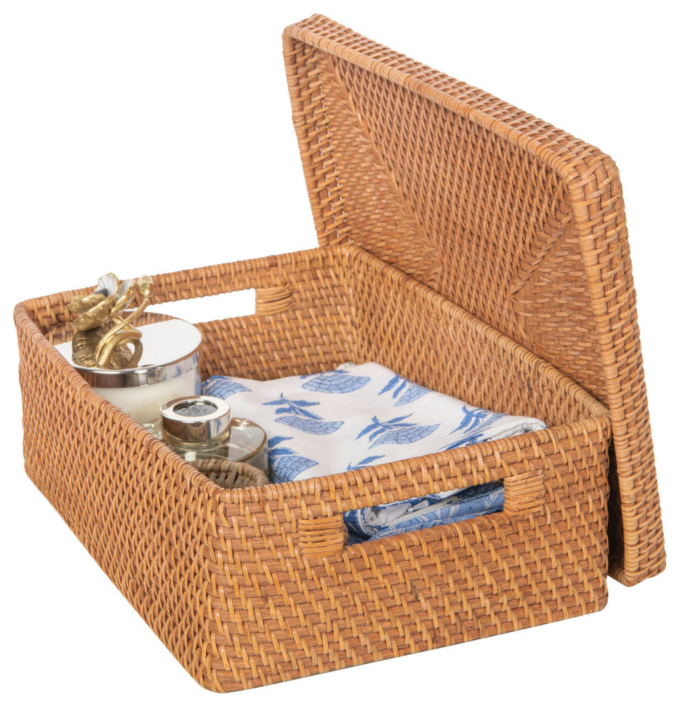Loma Rattan Storage Box and Shelf Storage Basket, Honey-Brown