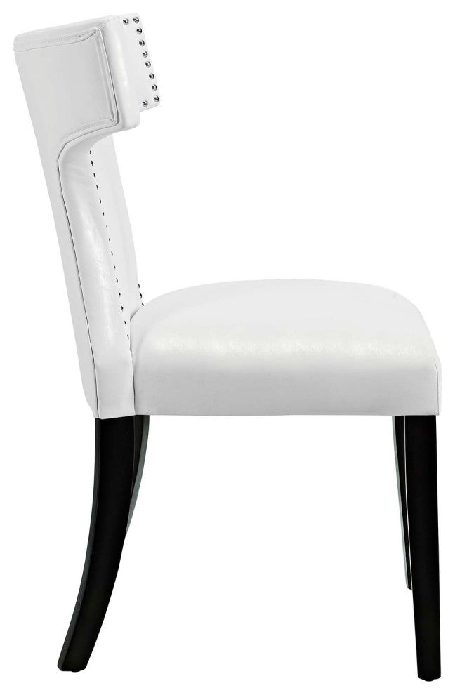 White Curve Dining Chair Vinyl Set of 2