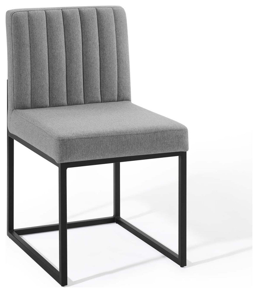 Carriage Dining Chair Upholstered Fabric Set of 2-Black Light Gray
