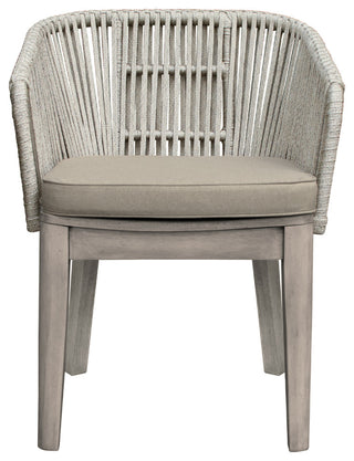 Haiti Patio Dining Chairs with Arms in Grey Acacia Wood and Rope - Set of 2