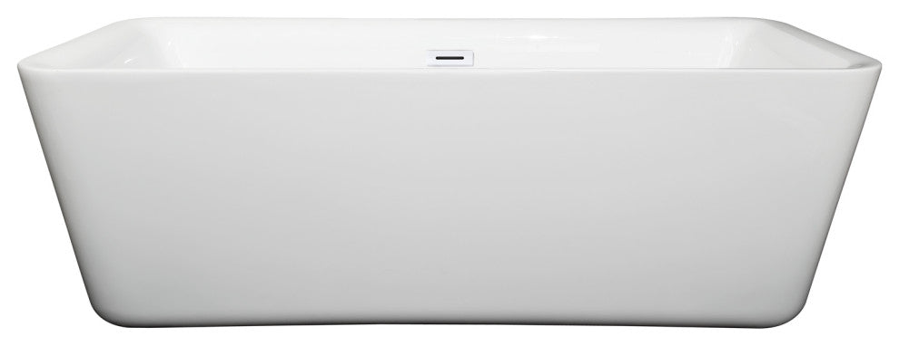 Emily 69" Freestanding White Bathtub, Shiny White Drain