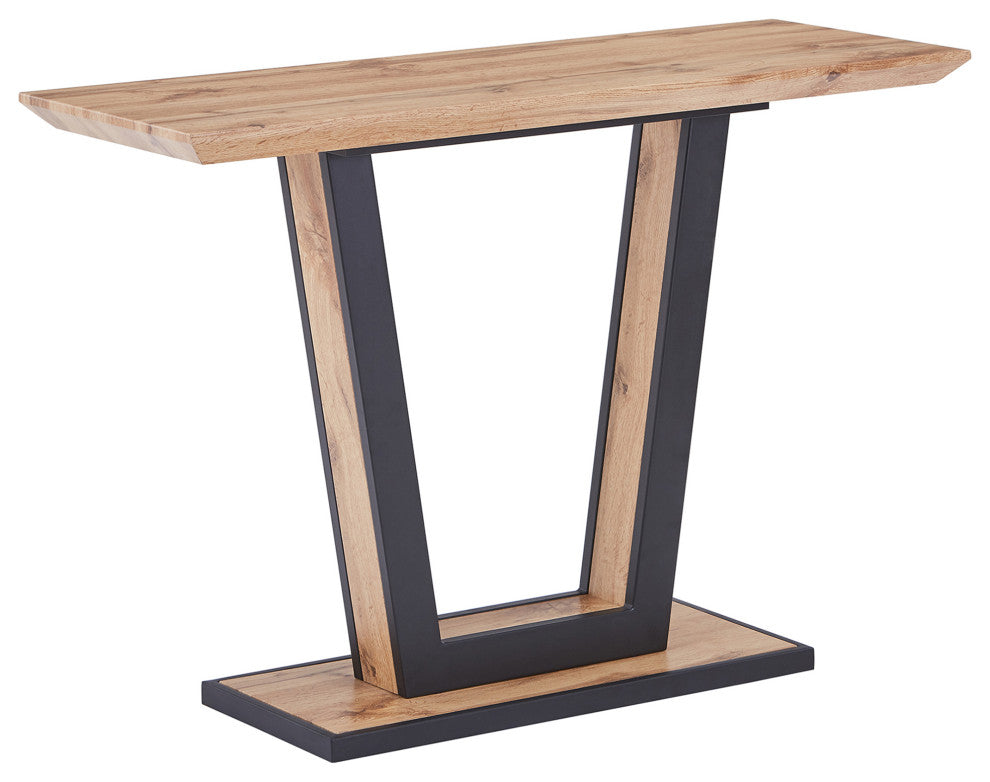 Modern MDF/Metal Console Table, Natural/Black