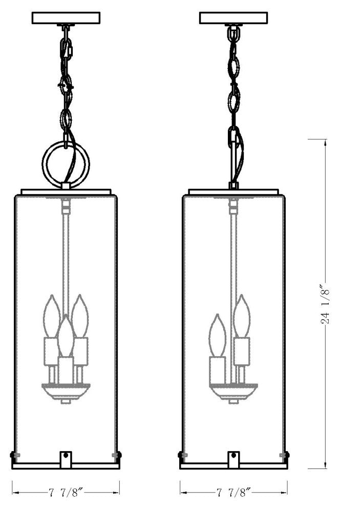 Zlite 592CHB-BK 3-Light Outdoor Chain Mount Ceiling Fixture, Seedy