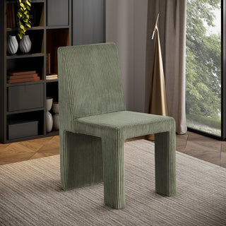 Benson Upholstered Dining Chair, Green, Microsuede Corduroy