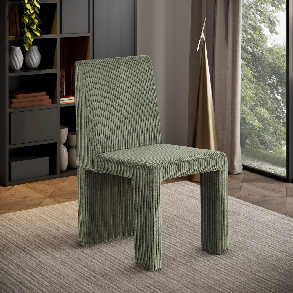 Benson Upholstered Dining Chair, Green, Microsuede Corduroy