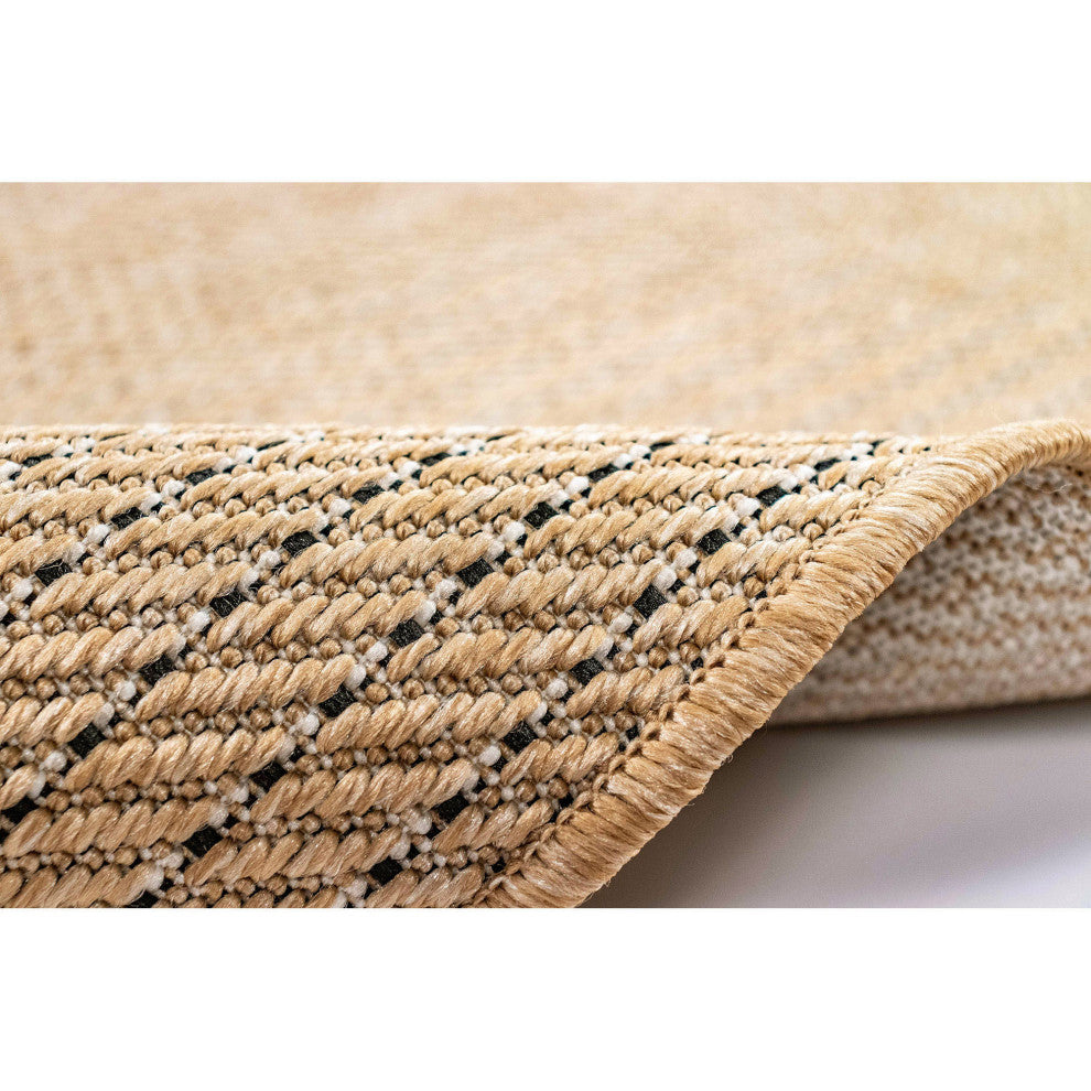 Carmel Texture Stripe Indoor/Outdoor Rug, Sand, 1'11"x7'6" Runner