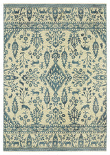 Fabienne Bordered Botanical Indoor Ivory/Blue Area Rug, Ivory, 9'10"x12'10"