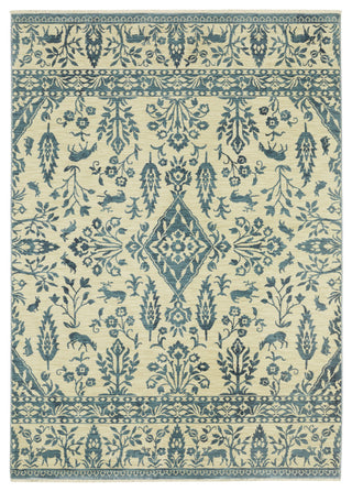 Fabienne Bordered Botanical Indoor Ivory/Blue Area Rug, Ivory, 9'10"x12'10"