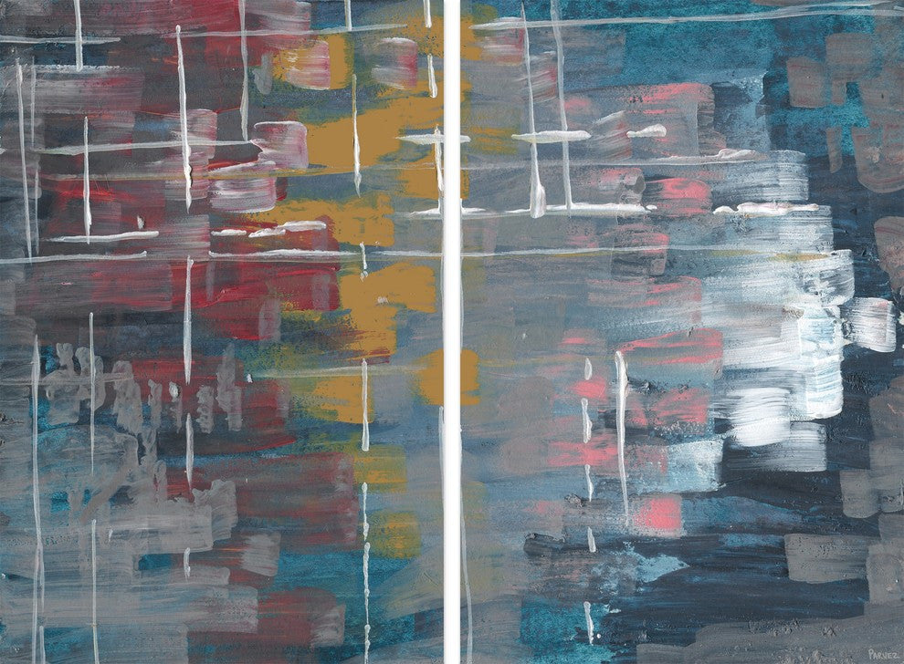 Multi-Color Strokes Diptych, 24"x18"