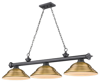 Zlite 2306-3BP-SRB 3-Light Billiard, Rubbed Brass