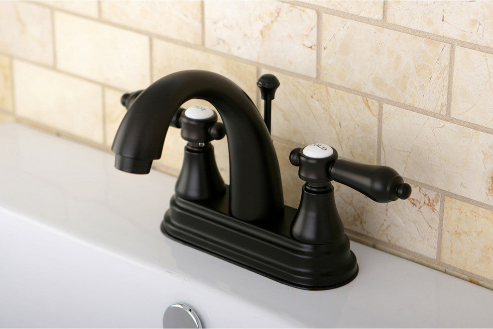 4" Centerset Bathroom Faucet WithBrass Pop-Up, Oil Rubbed Bronze