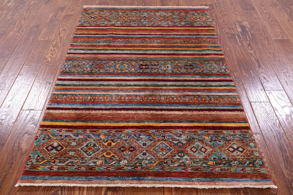 3' 11" X 5' 10" Khorjin Super Kazak Hand Knotted Rug Q7457