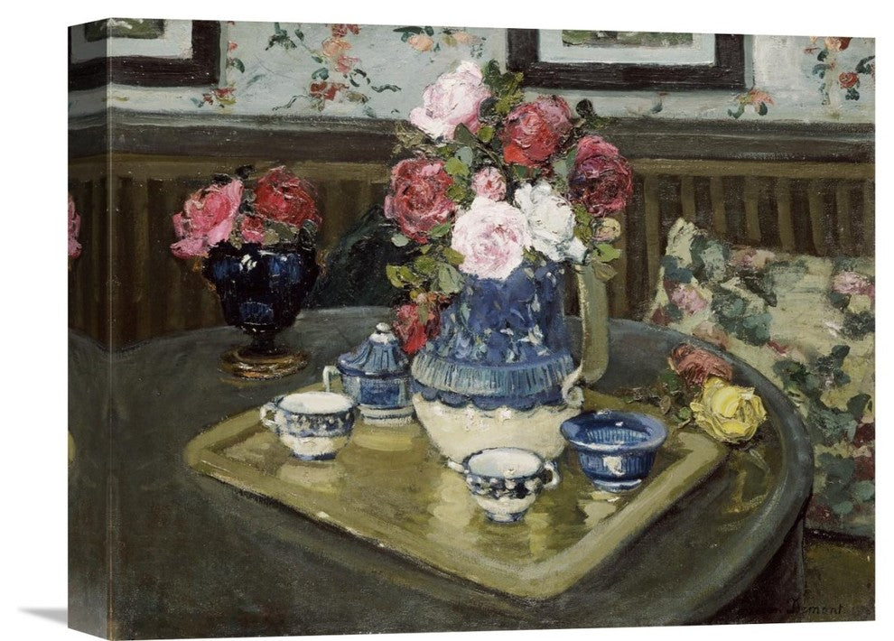 "Roses On a Table" Stretched Canvas Giclee by Adrian Demout, 16"x13"