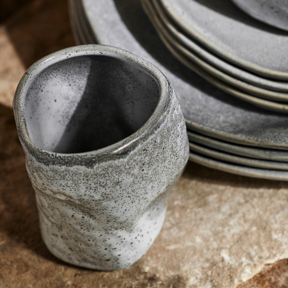 Stone by Mercer Project ATIK Stoneware 32 Piece Dinnerware Set, Grey Speckled