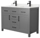48"DBL Vanity Dark Gray, Carrara Cult. Marble Countertop, Sinks, Black Trim