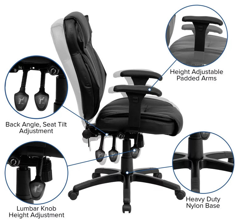 Modern Swivel Office Chair, Comfortable High Backrest With Flip-Up Arms, Black
