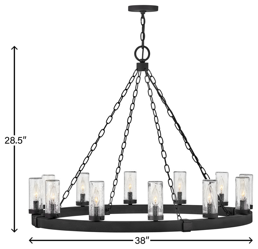 Hinkley Sawyer Outdoor Chandelier, Black, 12 Light