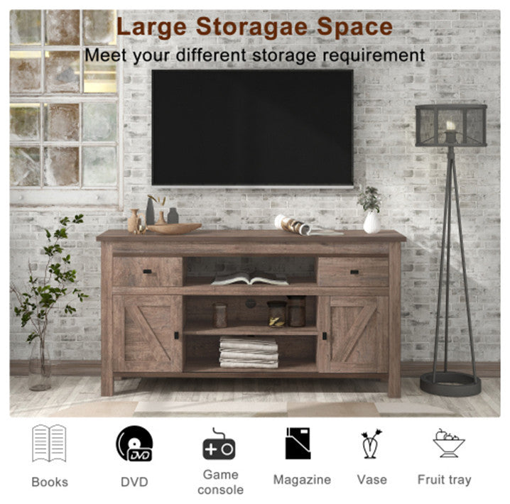 Modern Functional Particleboard TV Stand Antique Gray table with two drawers