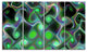 Dark Green Fractal Swirls, Abstract Wall Art Canvas, 48"x28", 4 Panels