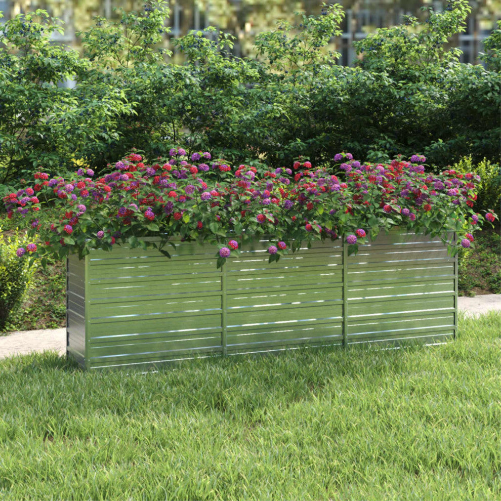 Vidaxl Garden Raised Bed 94.5"x15.7"x30.3" Galvanized Steel Silver