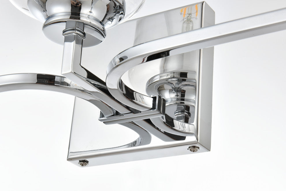 3 Light Chrome And Clear Bath Sconce