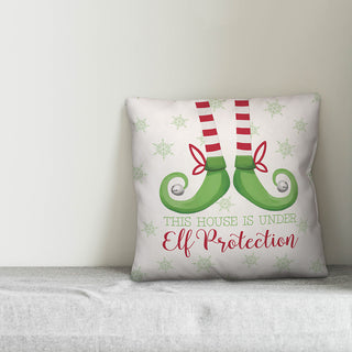This House Is Under Elf Protection 16"x16" Throw Pillow
