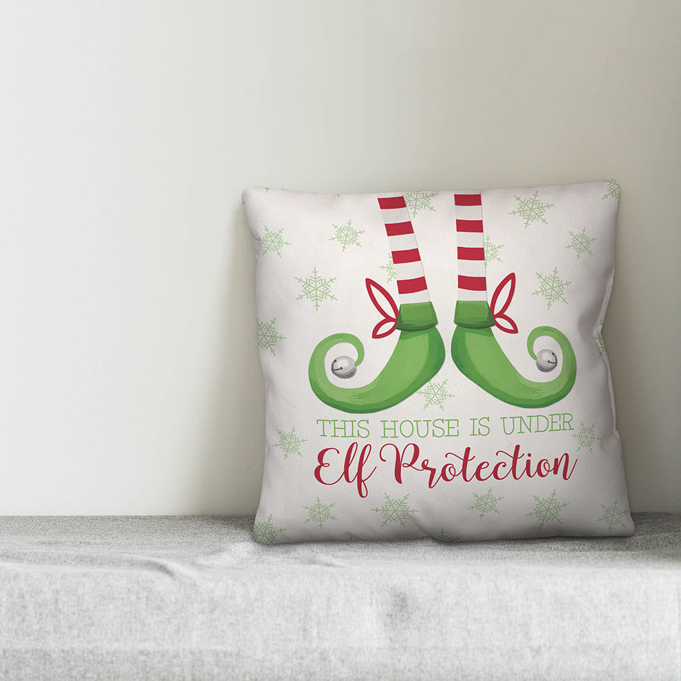 This House Is Under Elf Protection 16"x16" Throw Pillow