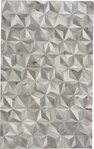 Butte Diamond 5'x8' Handmade Leather Area Rug, Ash