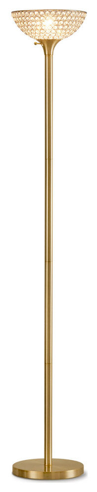 HOMEGLAM Lucie 71-inch Crystal Shade Torchiere Floor Lamp, Antique Brass
