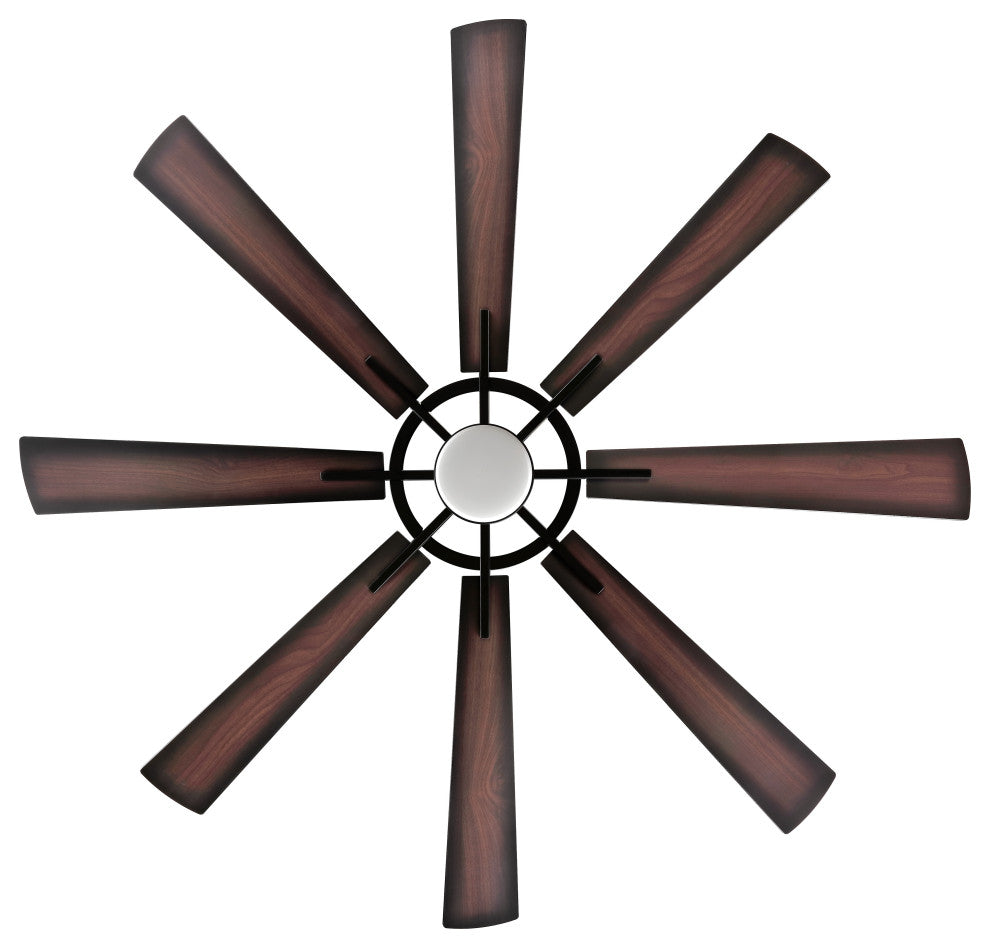 72" Reversible 8-Blade LED Ceiling Fan With Remote and Light, Black/Walnut