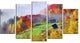 Colorful Autumn Landscape in Mountains, Landscape Canvas Art, 60"x32", 5 Panels