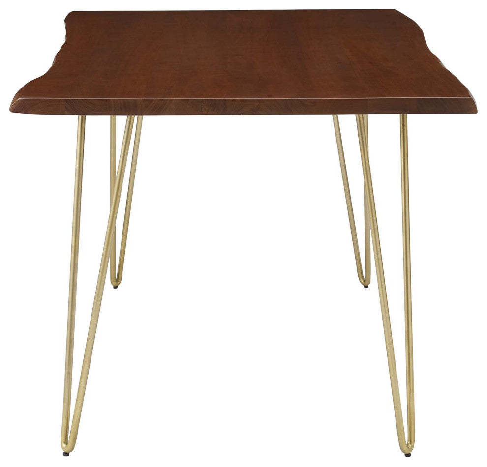 Henley 60" Live Edge Acacia Wood Dining Table, Gold Walnut