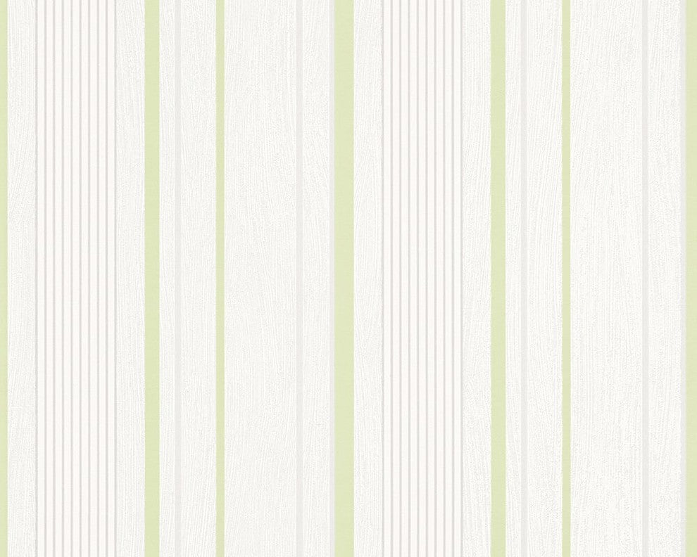 Best of Vlies, Floral Patterns Modern Classic Stripes White Wallpaper Roll