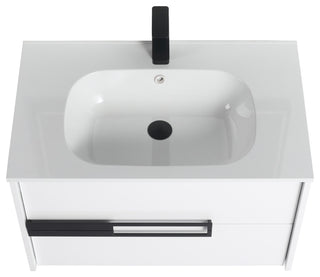 Brest Floating Bath Vanity with Sink, Wall Mounted Vanity and Sink, Glossy White, 30''