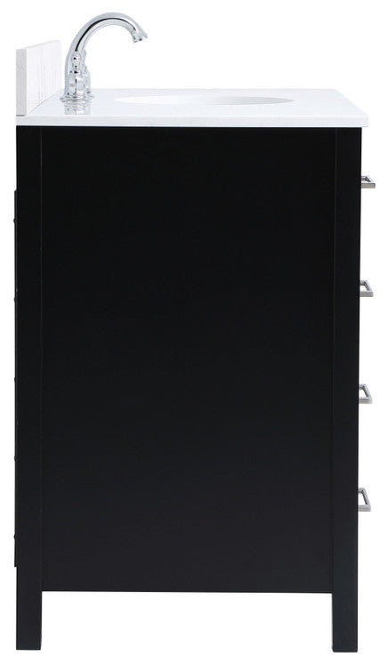 Iris 48" Single Bathroom Vanity, Black With Backsplash