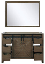 Marsyas 48" Rustic Brown Single Vanity, No Top and 44" Mirror